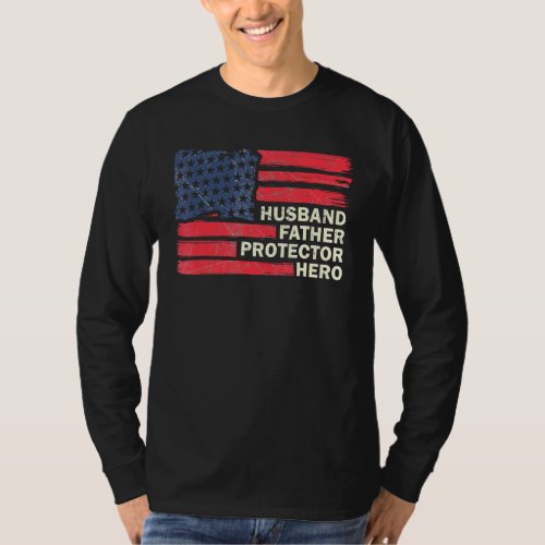 Mens Husband Father Protector Hero _ Fathers Day F T_Shirt