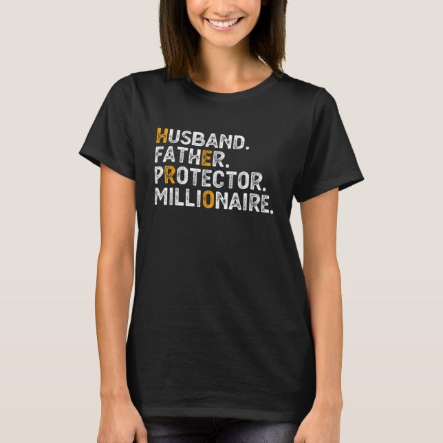 Mens Husband Father Protector Millionaire Stock Cr T-Shirt (Front)