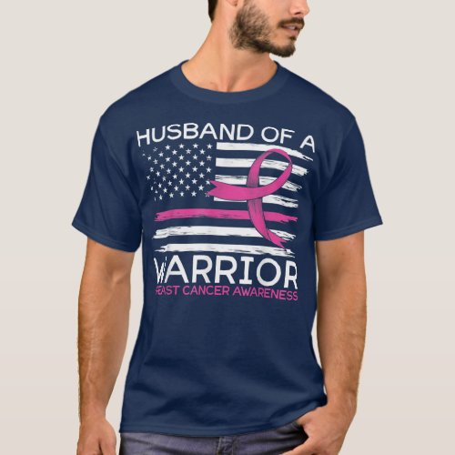 Mens Husband Of A Warrior Breast Cancer for Breast T_Shirt