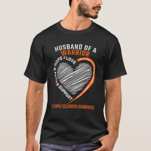 Mens Husband Of A Warrior Multiple Sclerosis Aware T-Shirt