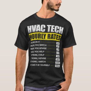 Mens HVAC Tech Hourly Rate Funny Technician Engine T-Shirt