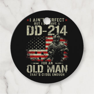 Mens I Ain't Perfect I Do Have A DD-214 Veteran Favor Tags
