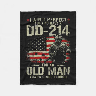 Mens I Ain't Perfect I Do Have A DD-214 Veteran Fleece Blanket