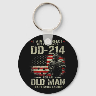 Mens I Ain't Perfect I Do Have A DD-214 Veteran Keychain