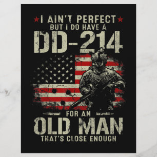 Mens I Ain't Perfect I Do Have A DD-214 Veteran Letterhead