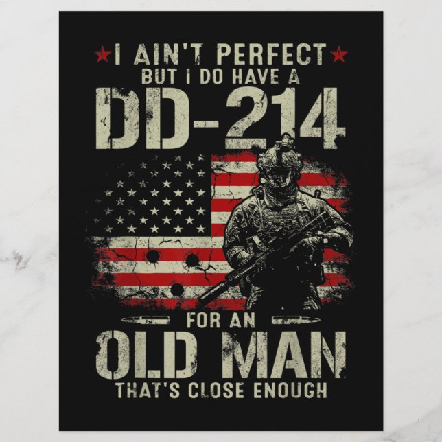 Mens I Ain't Perfect I Do Have A DD-214 Veteran Letterhead (Front)