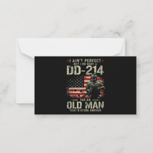 Mens I Ain't Perfect I Do Have A DD-214 Veteran Note Card