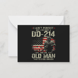 Mens I Ain't Perfect I Do Have A DD-214 Veteran Note Card