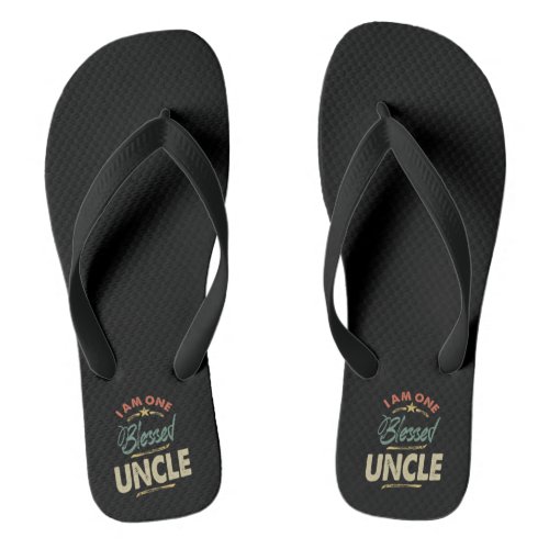 Mens I Am One Blessed Uncle Gift Flip Flops