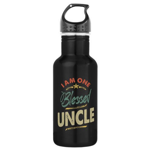 Mens I Am One Blessed Uncle Gift Stainless Steel Water Bottle