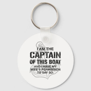 Mens I Am The Captain Of This Boat Funny Boating Keychain