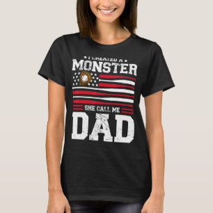 Mens I Created A Monster She Calls Me Dad Softball T-Shirt