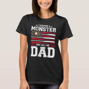 Mens I Created A Monster She Calls Me Dad Softball T-Shirt