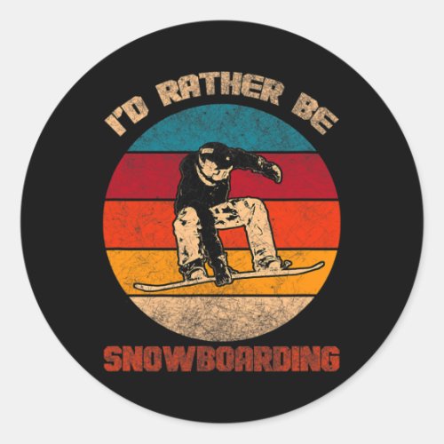 Mens I’d Rather Be Snowboarding Snowboard Jumping  Classic Round Sticker