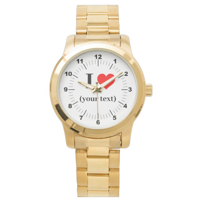 Men's I Heart Oversized Gold Bracelet Watch (Front)