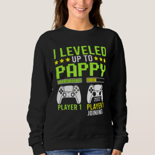 Mens I Leveled Up To Pappy  Fun Video Games Gamer  Sweatshirt