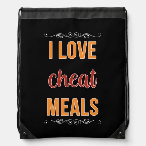 Mens I Love Cheat Meals Food Vlogger Healthy Drawstring Bag
