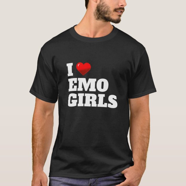 Mens I LOVE HEART EMO GIRLS Funny Valentine Heart T-Shirt (Front)