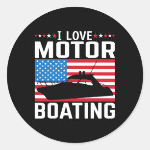 Mens I Love Motor Boating Motorboating Tee Nitro B Classic Round Sticker