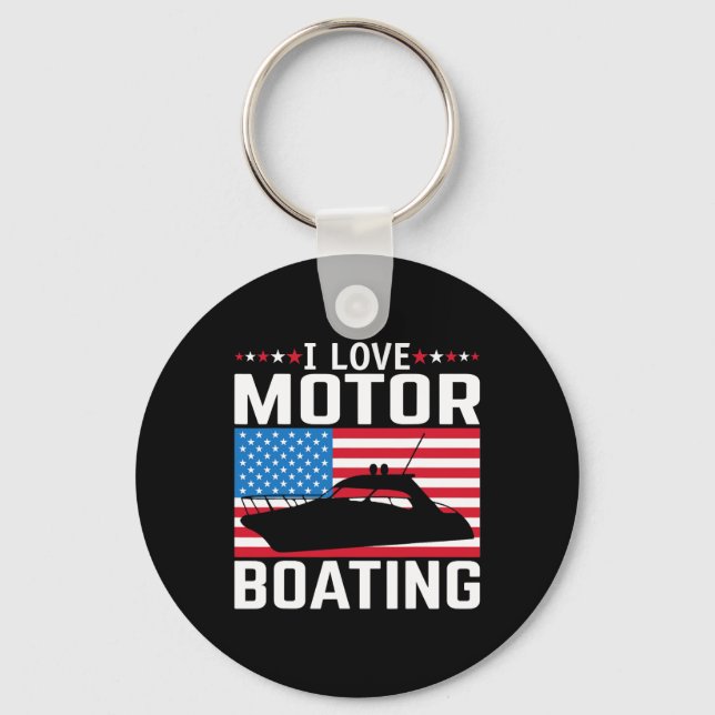 Mens I Love Motor Boating Motorboating Tee Nitro B Keychain (Front)