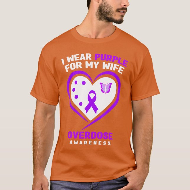 Mens I Wear Purple For My Wife Overdose Awareness T-Shirt (Front)