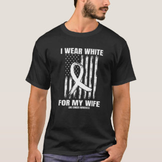 Mens I Wear White For My Wife Lung Cancer Awarenes T-Shirt