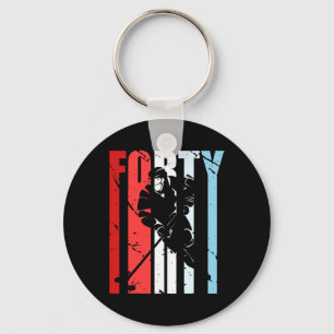 Mens Ice Hockey 40th Birthday Player Motivational  Keychain