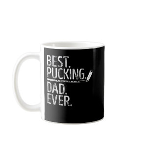 Mens Ice Hockey Best Pucking Dad Ever Daddy Coach  Coffee Mug