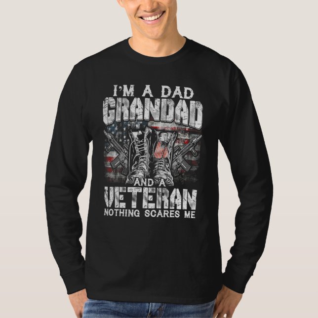 Mens I'm A Dad Grandad Veteran Nothing Scares Me P T-Shirt (Front)