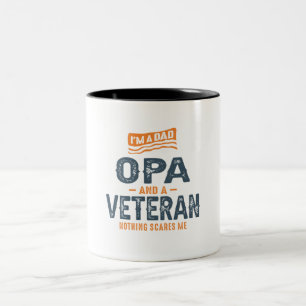 Mens I'm a Dad Opa and Veteran Funny Two-Tone Coffee Mug