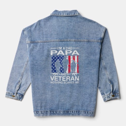 Mens Im A Dad Papa And A Veteran For Dad Fathers Denim Jacket