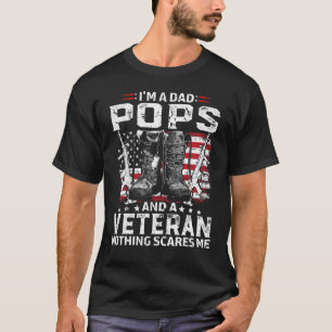Mens I'm A Dad Pops T Shirt Veteran Father's Day