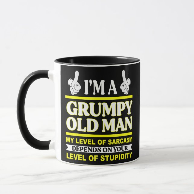 Mens i'm a grumpy old man my level of sarcasm mug (Left)