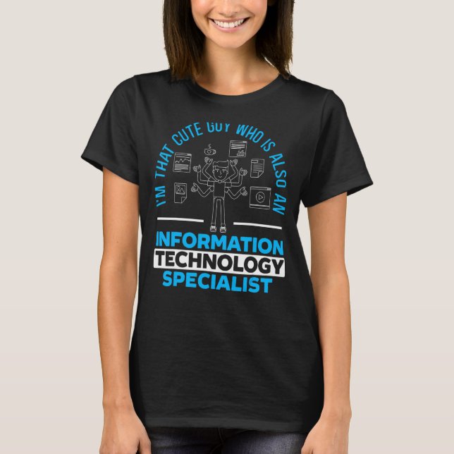 Mens Information Technology Specialist Computer Jo T-Shirt (Front)