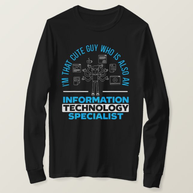 Mens Information Technology Specialist Computer T-Shirt (Design Front)