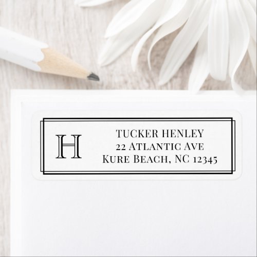 Men's Initial Black & White Office Stationery Label
