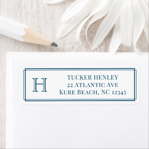 Men's Initial Navy Blue Office Stationery Label