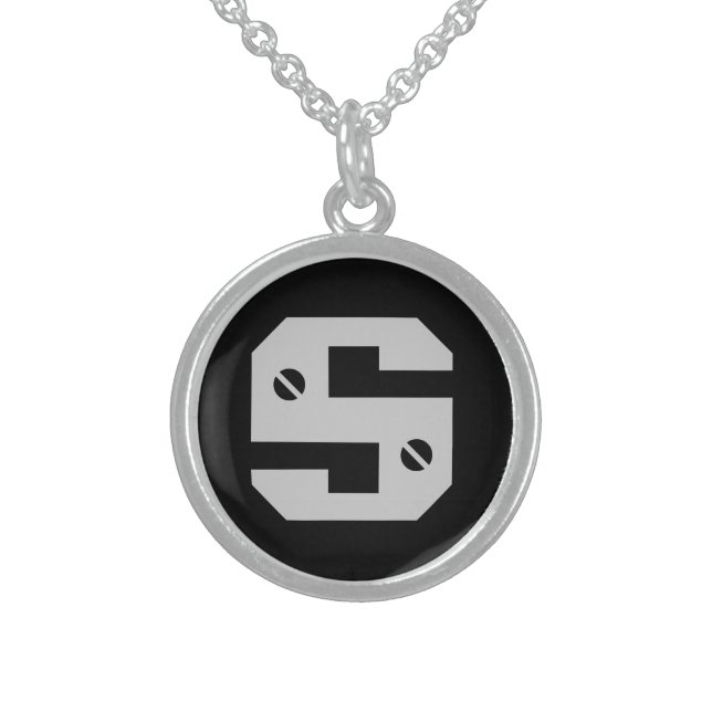 Men's Initial Sterling Silver Necklace (Front)
