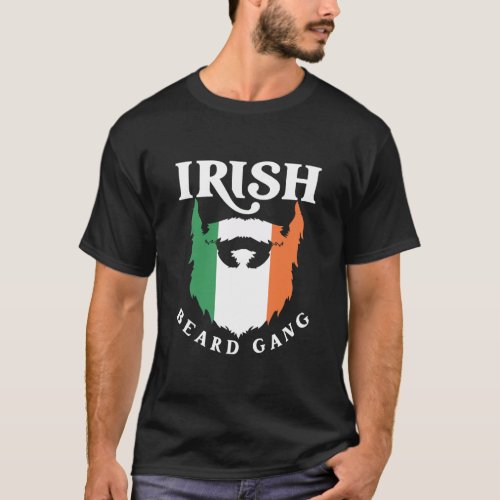 Mens Irish Beard Ireland Flag  T_Shirt