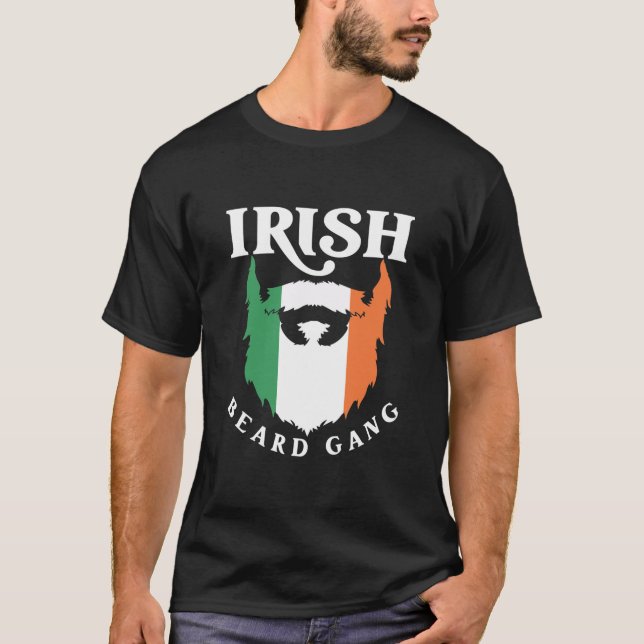 Mens Irish Beard Ireland Flag  T-Shirt (Front)