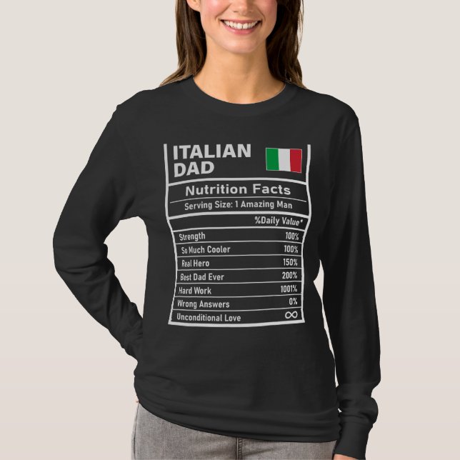 Mens Italian Dad Nutrition Facts Father's Day Nati T-Shirt (Front)