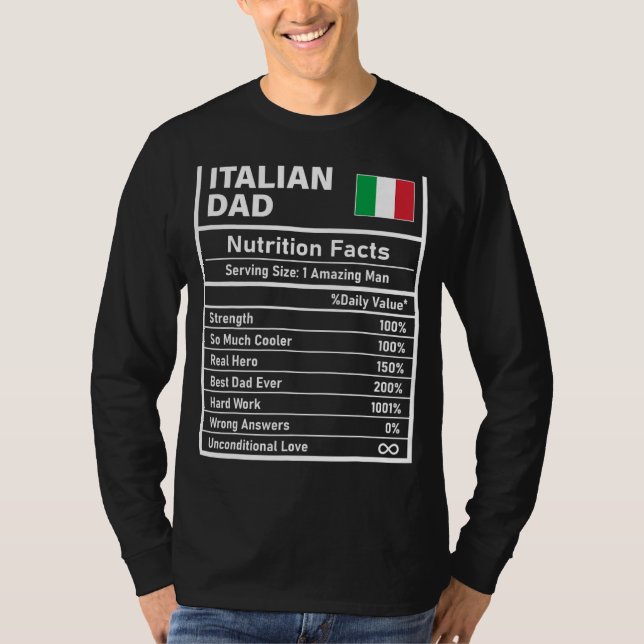 Mens Italian Dad Nutrition Facts Father's Day Nati T-Shirt (Front)