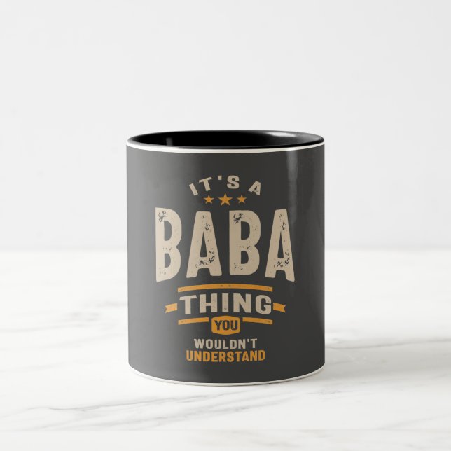 Mens It's a Baba Thing Funny Dad Grandpa Two-Tone Coffee Mug (Center)