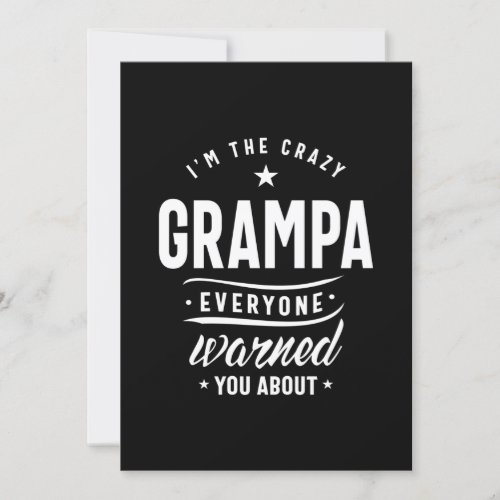 Mens Its The Crazy Grampa Grandpa Gift Invitation