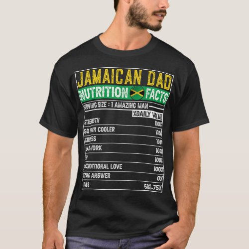 Mens Jamaican Dad Gifts Dad Hero Nutritional Fathe T_Shirt