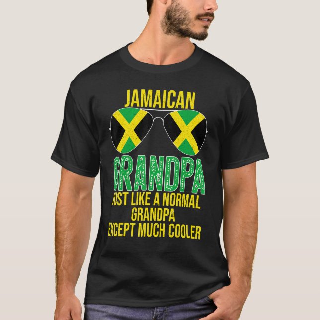 Mens Jamaican Grandpa Jamaica Flag Sunglasses Fath T-Shirt (Front)
