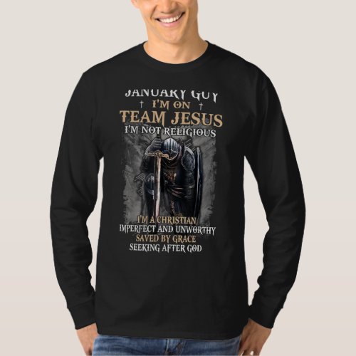 Mens January Guy Team Jesus Religious Cross Christ T_Shirt