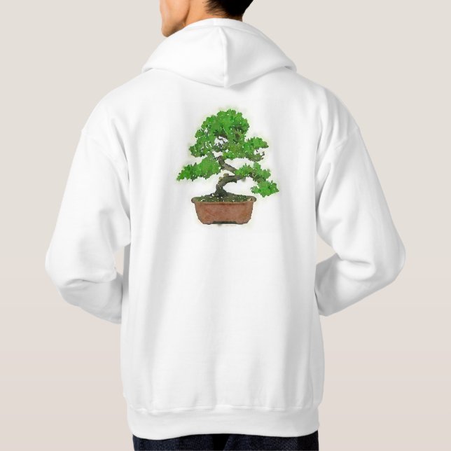 Men's Japanese Bonsai Tree Hoodie (White) (Back)