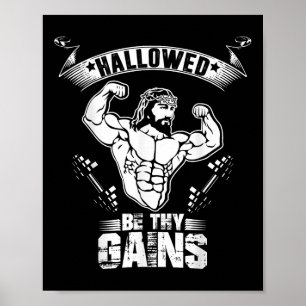 Mens Jesus Bodybuilding T Shirt - Funny Jesus Weig Poster
