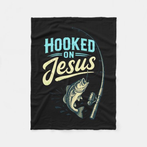 Mens jesus faith fish fishing vintage design fleece blanket